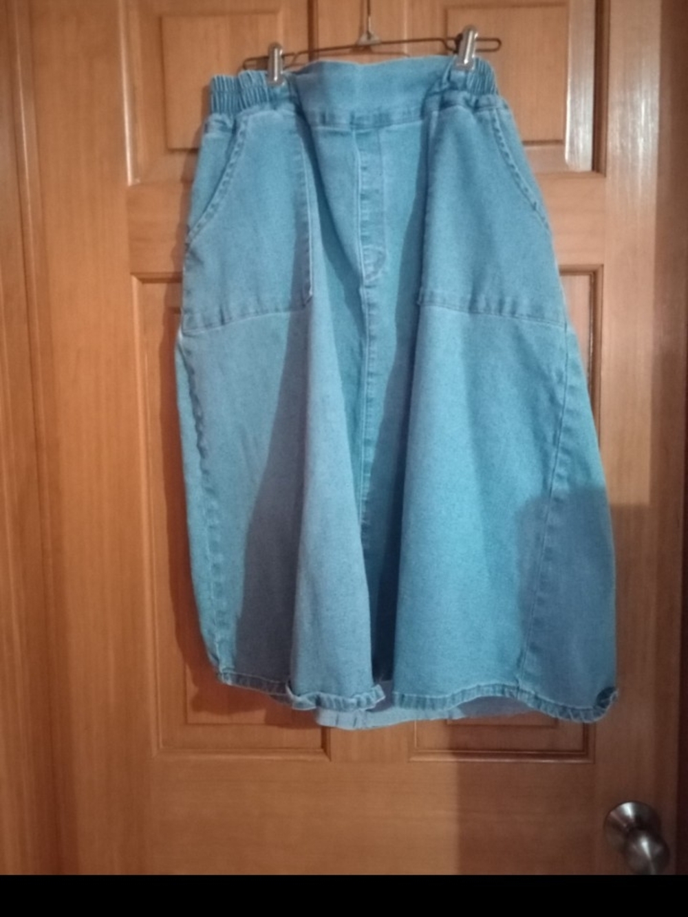 Blue Denim A-Line Midi Skirt